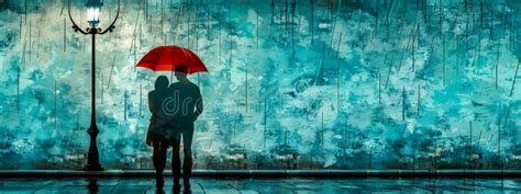 Silhouette of a Couple Under a Red Umbrella Stock Image - Image of weather, atmosphere: 311184009