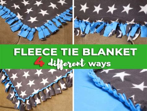 How To Make A No Sew Fleece Tie Blanket - 4 Different Ways To Tie ⋆ Hello Sewing