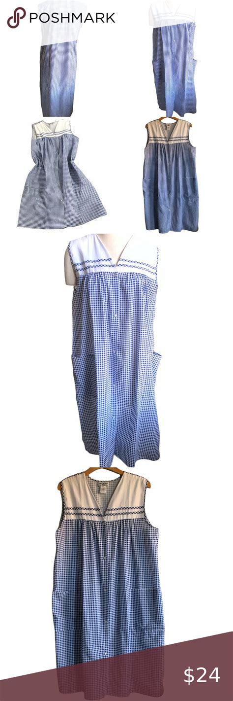 Anthony Richards Plus Size 1X Blue White Checked Shift MuuMuu House Dress 1702V | House dress ...