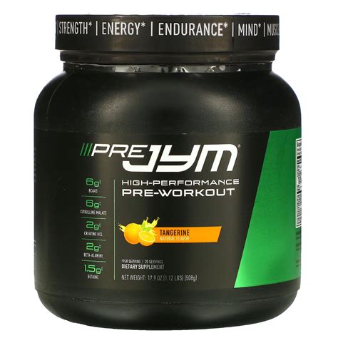 JYM Supplement Science, High-Performance Pre-Workout, Tangerine, 17.9 ...