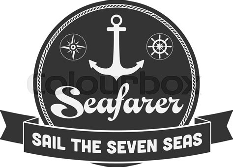 maritime Seafarer logo with anchor, wheel and compass | Stock vector | Colourbox