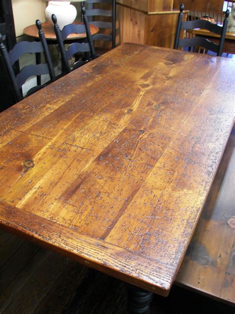 rustic reclaimed barn wood table top - high character, with an easy-care satin finish; We use ...