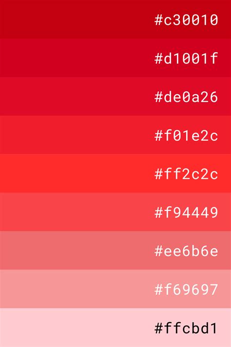 Red color palette | Hex color palette, Red colour palette, Red color hex