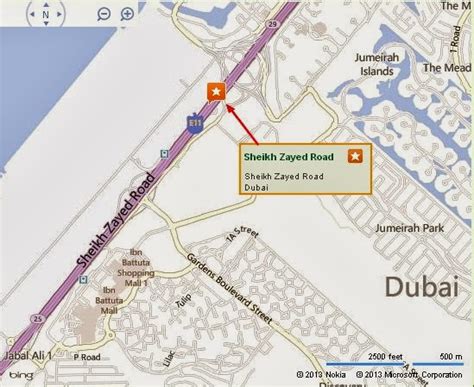 UAE Dubai Metro City Streets Hotels Airport Travel Map Info: Detail Sheikh Zayed Road Dubai ...