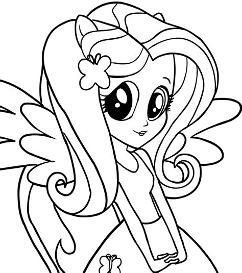 Drawing Fluttershy (Equestria Girls) (the face) of My Little Pony coloring page