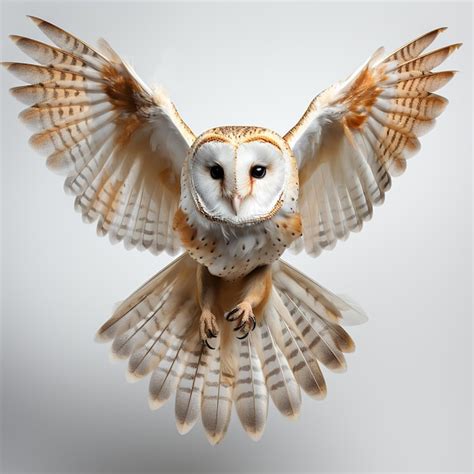 Premium AI Image | Barn owl flying white background