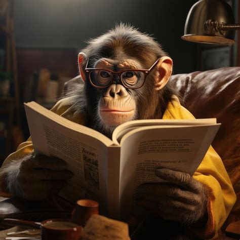 Premium AI Image | Monkey reading a book