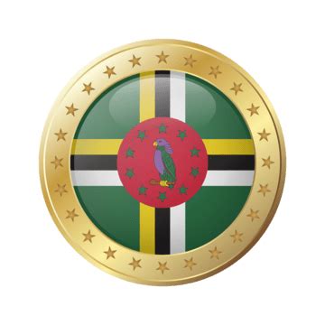 Commonwealth Of Dominica Depicted On Flag Button With A Map Vector ...