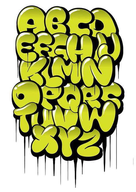 Hand drawn bubble style graffiti alphabet letters Art Print by kirart | Lettrage graffiti ...