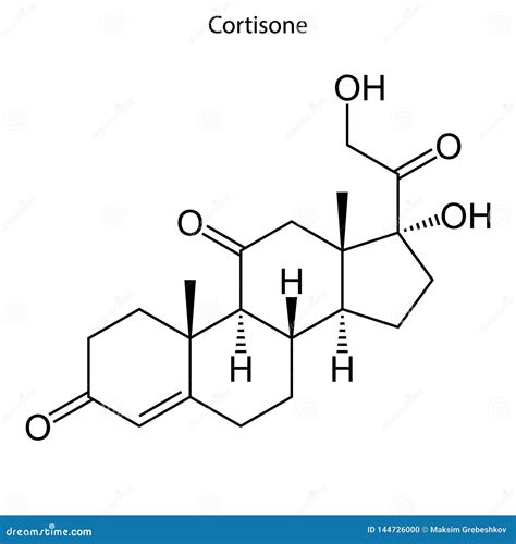 Cortisone, Steroid Hormone And Synthetic Corticosteroid, Chemical Structure Vector Illustration ...