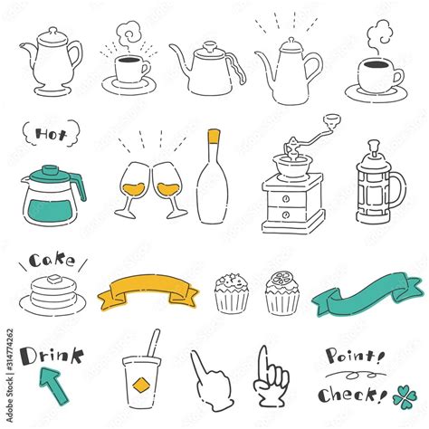 手書き シンプルでかわいいカフェアイコンイラスト素材 Векторный объект Stock | Adobe Stock