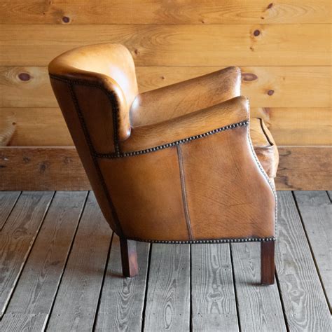 Jensen Leather Club Chair | Small Authentic Buffalo Leather Club Chair ...