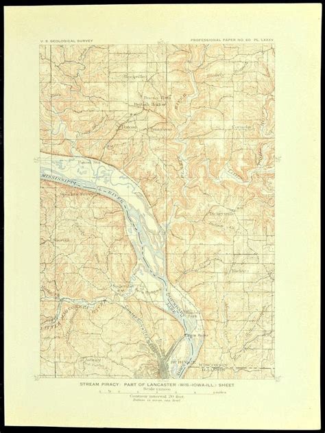 Dubuque Iowa Map of Dubuque Topographic Print Antique Asbury | Etsy