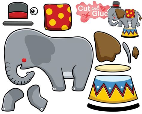 Vector illustration of cartoon elephant wearing magician hat on stage ...