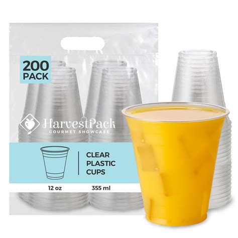 Buy [200 COUNT] 12oz Clear Plastic Disposable Cups - Premium 12 oz ...