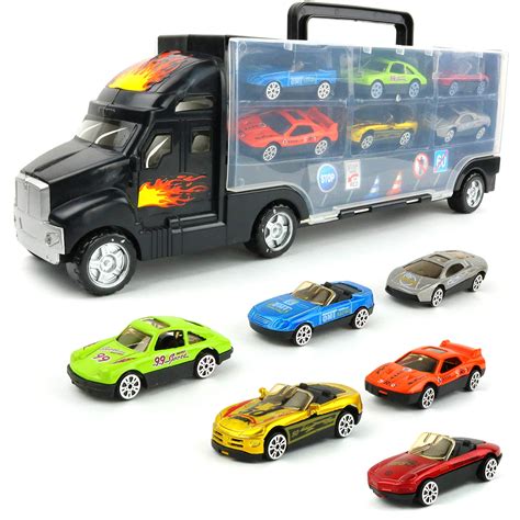 Big Mo's Toys Kids Transporter Set - Car Carrier Truck with 6 Pack ...