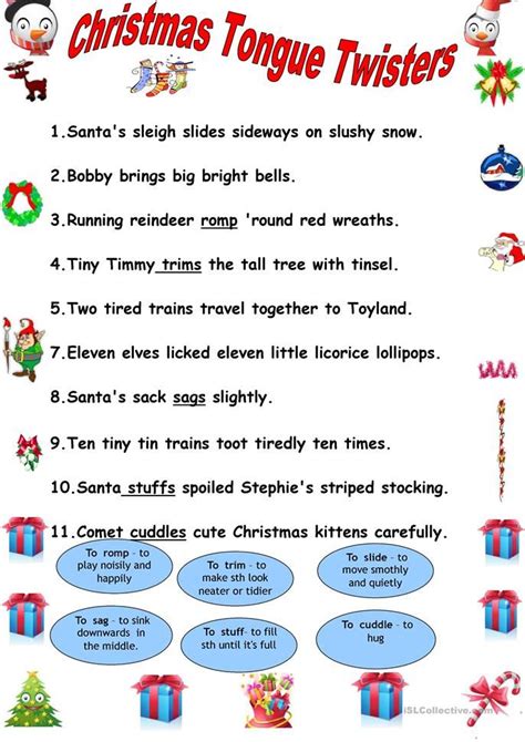 Christmas tongue twisters | Tongue twisters for kids, Twister, Tongue twisters