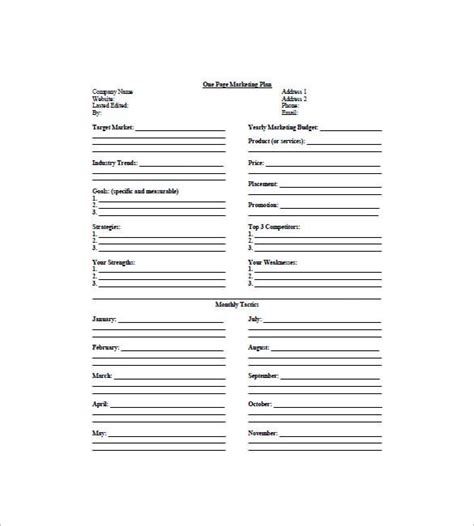 Marketing Plan Template Pdf Free - FREE PRINTABLE TEMPLATES