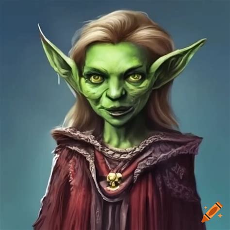 Female goblin wizard character with a resemblance to hillary clinton on Craiyon