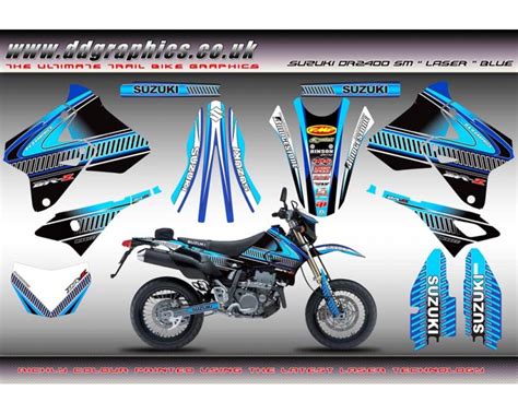 Suzuki DRZ400SM "Laser" Full Graphics Kit Blue.