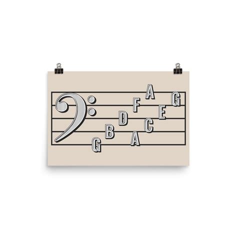 Bass Clef Note Names Poster, Cream – Gliss Prints