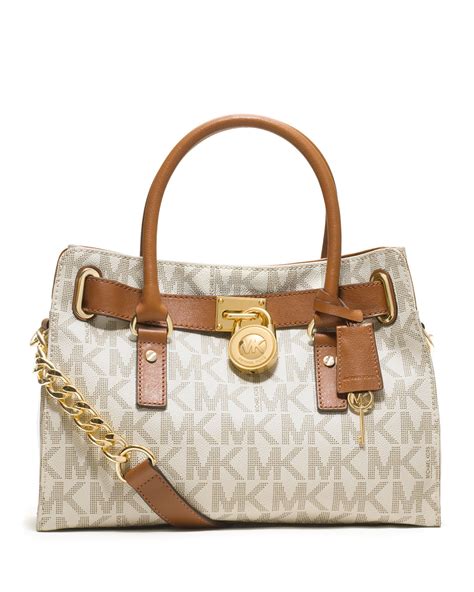 MICHAEL Michael Kors Hamilton Logo Satchel Bag in Brown - Lyst