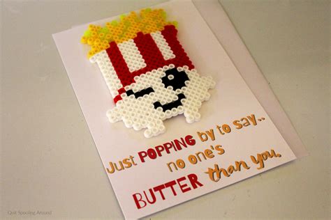 Popcorn Perler Bead Pun Card - Quit Spooling Around