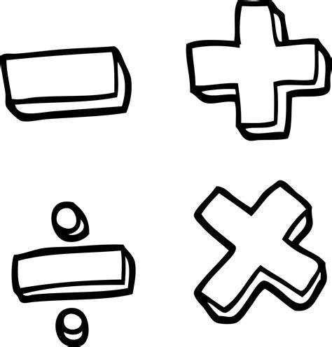 black and white cartoon math symbols in 2024 | Black and white cartoon, Math clipart, Math design