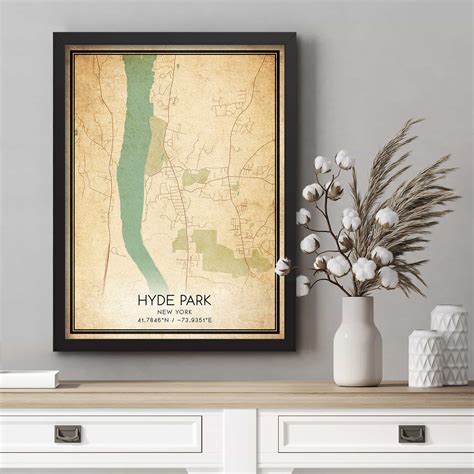 Vintage Hyde Park New York Map Poster, Modern Home Decor Wall Art Print ...