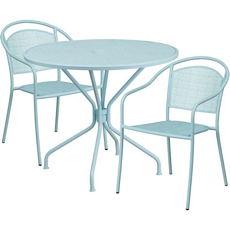 Flash Furniture Oia Outdoor Round Contemporary Metal 3 Piece Patio Set ...