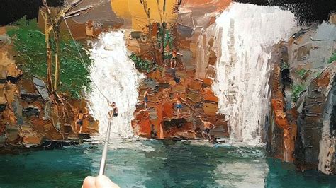 Swimming Hole Water Fall - Part 2 - Palette Knife | Brush - Normal Speed - Oil Painting - Dusan ...