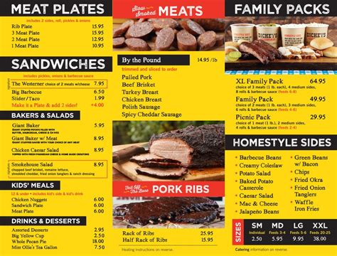 Menu at Dickey's Barbecue Pit, Gardena