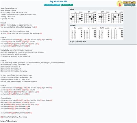 Chord: Say You Love Me - tab, song lyric, sheet, guitar, ukulele | chords.vip
