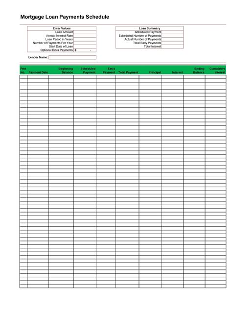 Mortgage Payment Excel Template ~ Excel Templates