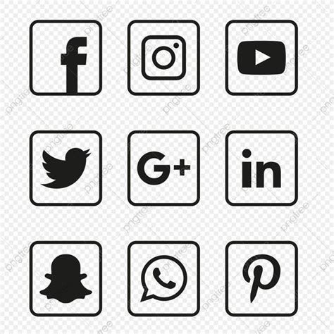 Detail Social Media Black Icons Set, Social Icons, Black Icons, Media ...