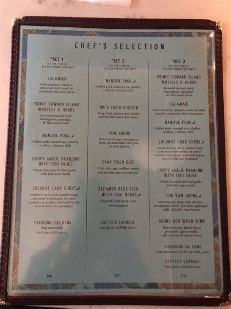 Menu at Fish Cheeks restaurant, New York City, 55 Bond St