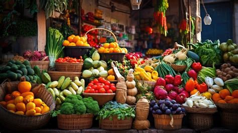 Premium AI Image | a fruit and vegetable market is open to the public.