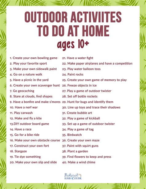 Outdoor Activities to Do at Home for Pre Teens and Teens - Natural ...