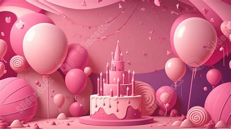 Best Pink Birthday Cake Powerpoint Background For Presentation ...