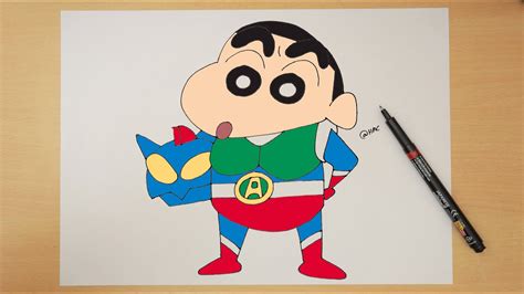 How to draw Shinchan in Action Kamen suit | Step by step | Shinchan - YouTube