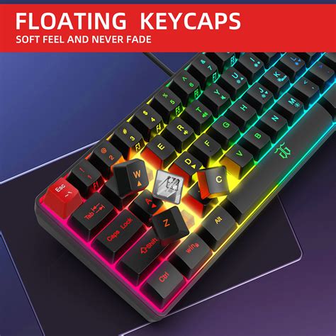 Snpurdiri 60% Wired Gaming Keyboard, True RGB Mini Keyboard, Quiet Ergonomic Water-Resistant ...