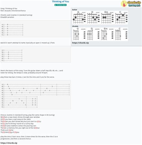 Chord: Thinking of You - tab, song lyric, sheet, guitar, ukulele | chords.vip