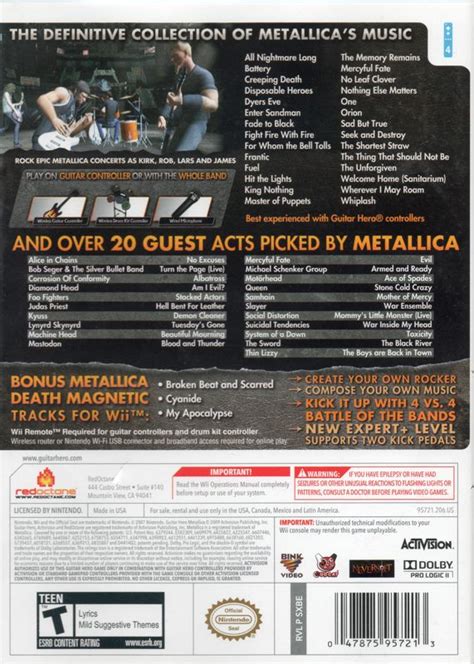 Guitar Hero: Metallica (2009) Wii box cover art - MobyGames