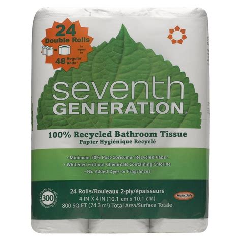 Seventh Generation 100% Recycled Toilet Paper - 24 Rolls | Bathroom ...