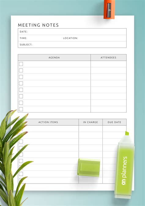 Free Printable Meeting Notes Template - Printable Form, Templates and Letter