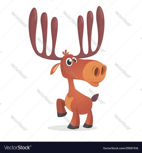 Happy cartoon moose character Royalty Free Vector Image