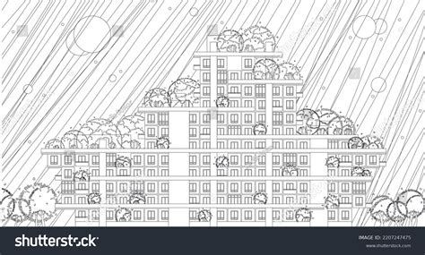 Vector Black White Cityscape Illustration Stock Vector (Royalty Free ...