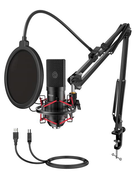 Buy FIFINE USB Gaming Microphone Set with Flexible Arm Stand Pop Filter, Plug and Play with PC ...