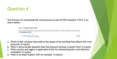 Solved The formula for calculating the wind pressure as per | Chegg.com