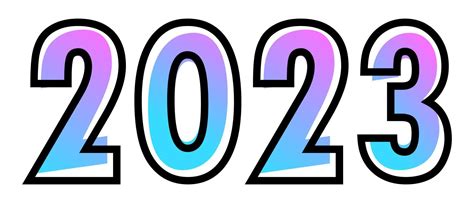 New Year 2023 design text with blue-purple color and black outline ...